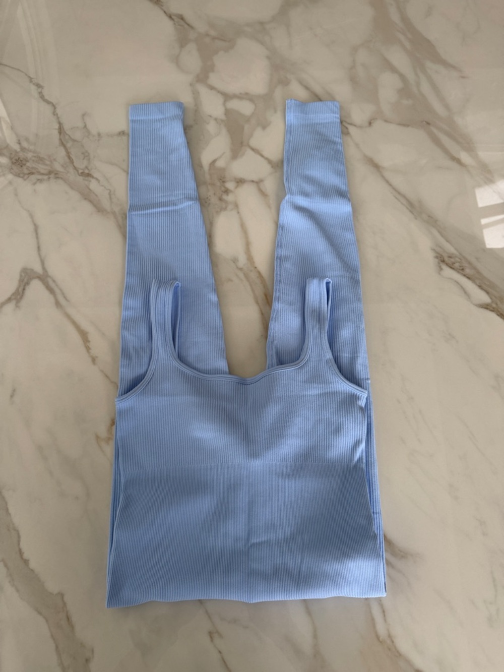 Light Blue Ribbed Romper/Bodysuit